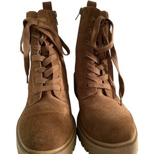 Crown Vintage Brown Lace-Up Moto Boots